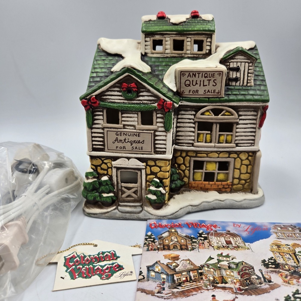 VTG New Lefton Colonial Village Lighted Antique Store Hand Painted 06346
